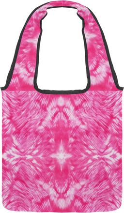 Generic Pink Tie Dye Reversible Canvas Shoulder Tote - Double-Sided Print, 12oz Cotton, 27cm Drop, Fold-Flat Bag for Travel, Shopping, Street Outings
