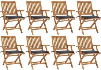 vidaXL Vidaxl - Sillas De Jard&iacute;n Plegables 8 Uds Madera Maciza Teca Con Cojines