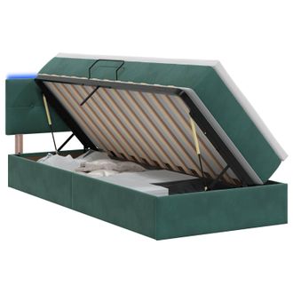 vidaXL Letto Con Contenitore Led E Materasso Verde Scuro 90 X 200 Cm Vidaxl
