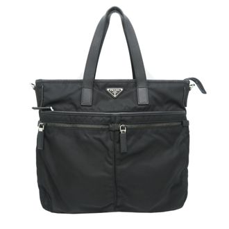 Prada Black Nylon Leather Tote Bag (Pre-Owned)