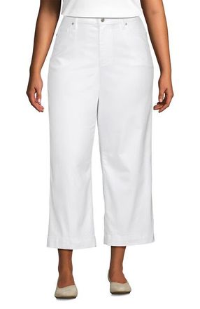 Lands End Plus Size Denim High Rise Wide Leg Crop Jeans in White at Nordstrom, Size 26W