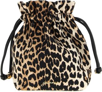 Ganni Animalier Pouch Clutch Marrone-Donna
