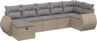 vidaXL Juego De Sof&aacute;s Jard&iacute;n Con Cojines Beige Mezcla 7 Pzas Rat&aacute;n Pe Vidaxl