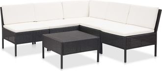 vidaXL Set Divani Da Giardino 6 Pz Con Cuscini In Polyrattan Nero Vidaxl