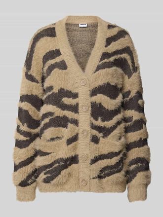 Noisy May Strickjacke mit Kunstfellbesatz Modell FLYNN in Mittelbraun Mel, Größe XS