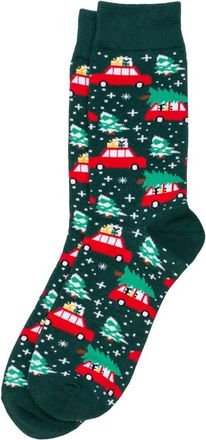 Joe Cool Socks cotton & spandex gents driving home for christmas green