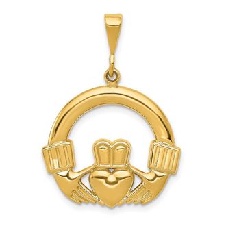 Diamond2Deal 14k Yellow Gold Claddagh Pendant