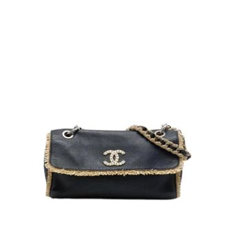 Chanel Pre-owned Raffia Fringe Shoulder Bag - Dames - Pre-owned - Zwart - Maat: ONE Size Leer