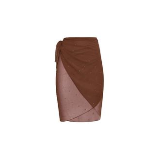 MC2 Saint Barth Beachwear, female, Brown, Size: ONE SIZE Pareo Corto Georgette