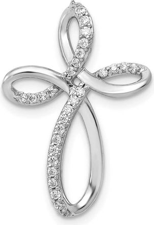 Diamond2Deal 10K White Gold 1/6ct. Diamond Cross Chain Slide Pendant