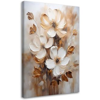 Artgeist Artgeist - Quadro su tela, Fiori beige Dipinto - 70x100