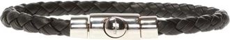 Ferragamo Gevlochten armband - Heren - Armbanden - Zwart - ONE Size - Leer - Accessoires