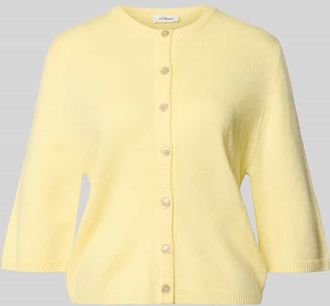 s.Oliver Red Label Regular Fit Strickjacke mit Alpaka-Anteil in Hellgelb, Gr&ouml;&szlig;e 34