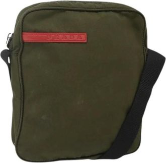 Prada Pre-owned Cross Body Bags, female, Green, Size: ONE SIZE Pre-owned Vintage Nylon Shoulder Bag