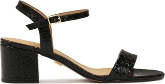 Kazar Sandalen van geperst leer op een brede paal - Dames - Sandalen met hakken - Zwart - 36 EU - Leer - Schoenen