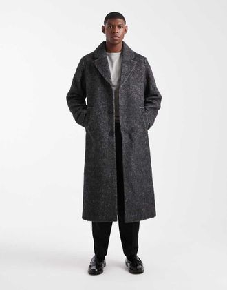 Asos Soprabito lungo antracite in misto lana-Grigio