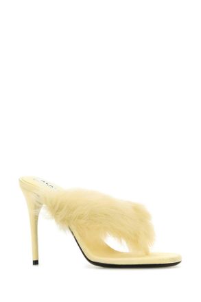 Alaia Womens Tongs Mule Yellow Lamb Sandal