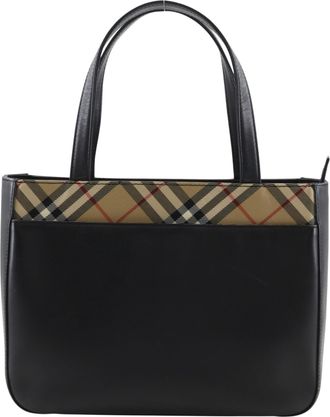Burberry Black Leather Nylon Canvas Tote Bag (Pre-Owned)