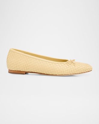 Vince Darla Woven Leather Ballerina Flats