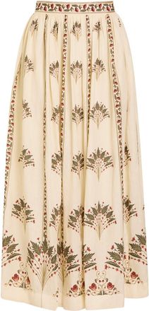 Agua Bendita Tangelo Printed Linen Maxi Skirt - Multicoloured - XS (UK6)