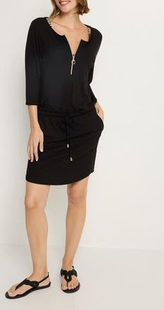 Lascana Womens Zipper Detail Mini Dress in Black at Nordstrom, Size 12