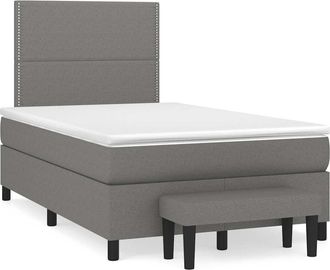 vidaXL Cama Box Spring Con Colch&oacute;n Tela Gris Oscuro 120x190 Cm Vidaxl