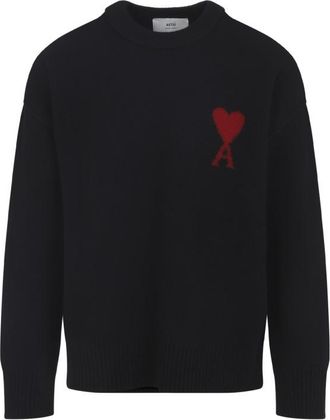Ami Black Crewneck Wool Sweater