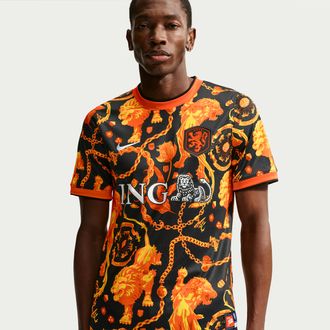 Nike Mens Netherlands x Patta Academy Pro Short-Sleeve Soccer Top in Black | IH1678-010