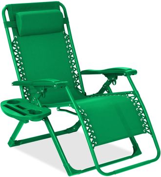Best Choice Products Monochromatic Zero Gravity Chair, Folding Patio Recliner w/Side Tray, Headrest