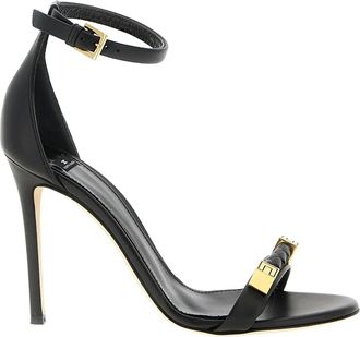 Elisabetta Franchi Geweven sandalen met logo - Zwart