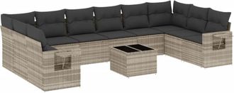 vidaXL Set De Sof&aacute;s De Jard&iacute;n 11 Pzas Y Cojines Rat&aacute;n Sint&eacute;tico Gris Vidaxl