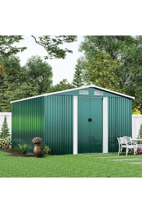 Living and Home Large Metal Garden Tool Storage Shed