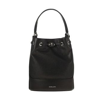 Zanellato Bucket Bags, female, Black, Size: ONE SIZE Black Hammered Leather Bucket Bag