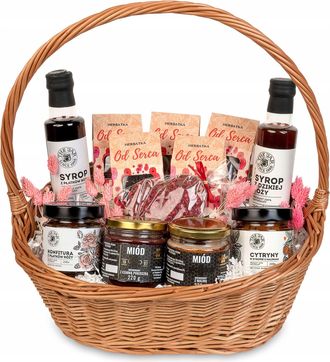 OEM Una Gran Cesta De Regalo Con T&eacute;s Elaborados Con Cari&ntilde;o, Mimbre, Miel, Chocolate Y Sirope