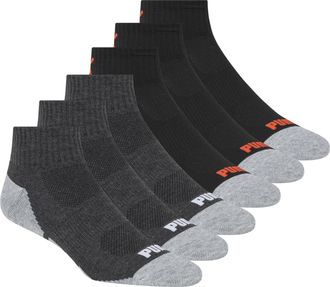 Puma Socks Mens Quarter Cut Socks, Dark Grey, Sock Size:10-13/Shoe Size: 6-12 (Pack of 6)