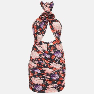 Magda Butrym Multicolour Floral Print Jersey Ruched Mini Dress
