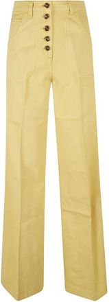 Etro Rechte broek - Dames - Straight fit broeken - Geel - W27 - Katoen - Broeken