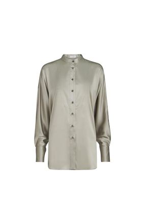 Brunello Cucinelli Mandarin-collar shirt in Olive at Nordstrom, Size Xx-Large Eu