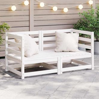 vidaXL Vidaxl - Sof&aacute;s De Esquina De Jard&iacute;n 2 Uds Blanco Madera Maciza De Pino