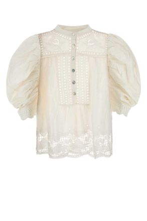 Farm Rio White Linen Blend Blouse