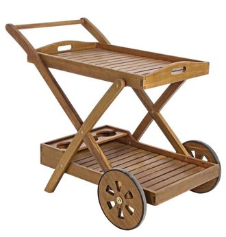 BIZZOTTO Carrito de madera de acacia con ruedas