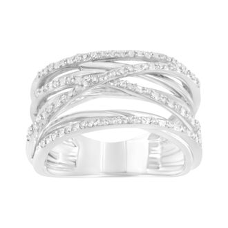 House of Brilliance 925 Sterling Silver 1/4 Cttw Prong Set Round-Cut Diamond Bypass Ring
