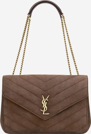 Saint Laurent Womens Loulou Large Bag Brown Lambskin Leather Shoulder