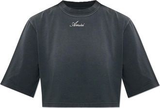 Amiri Korte T-shirt met Vintage-effect - Dames - T-shirts - Grijs - XS - Katoen - Tops