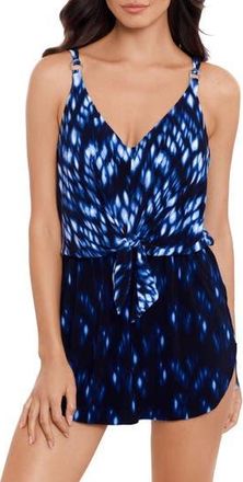 Magic Suit By Miraclesuit Indio Kami One-Piece Swimdress in Blue Multi at Nordstrom Rack, Size 12