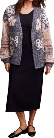Tribal Jacquard Knit Sweater In Grey Mix