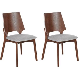 Beliani Set di 2 sedie da pranzo retr&ograve; imbottite legno scuro e grigio Abee