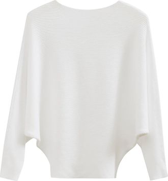 Generic Ladies Jumpers, Batwing Sleeves Knitted Lightweight Sweaters and Pullovers Jumper Tops Soft Crew Neck Sweater for Winter