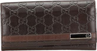 Gucci Guccissima Brown Leather Long Wallet (Bi-Fold) (Pre-Owned)