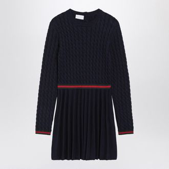 Gucci Blue wool dress with Web detail